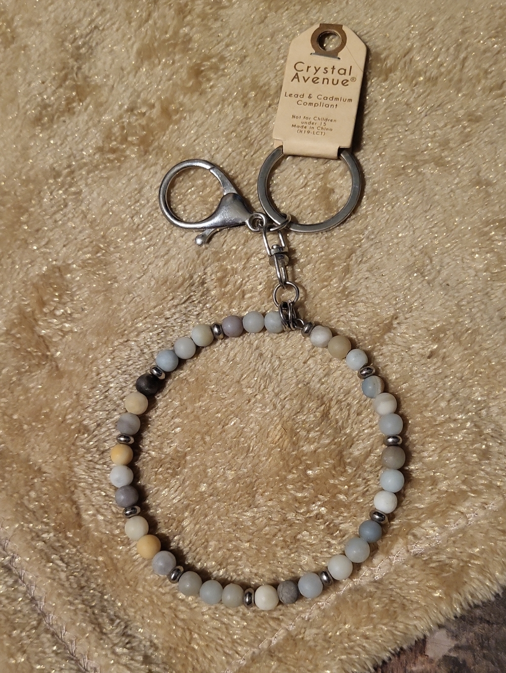 Crystal Avenue Neutral Beaded Wrist Bracelet Key Chain